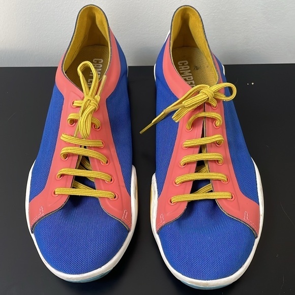 Camper Noshu sneaker mesh Lycra lace up shoe pink blue yellow laces sz 7.5 (38) - Picture 12 of 12
